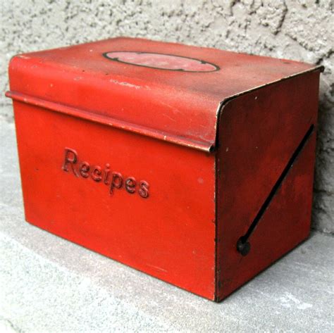 classic metal box|vintage metal recipe box.